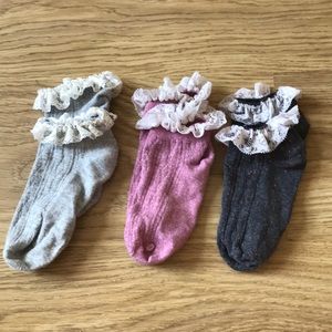 3 pack lace ankle socks